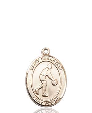 St. Sebastian/Basketball Medal<br/>8163 Oval, 14kt Gold