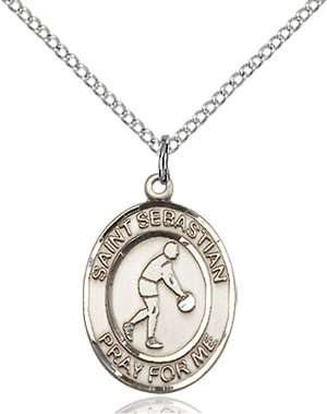 St. Sebastian/Basketball Medal<br/>8163 Oval, Sterling Silver