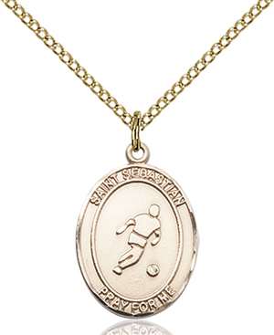 St. Sebastian/Soccer Medal<br/>8164 Oval, Gold Filled