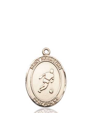 St. Sebastian/Soccer Medal<br/>8164 Oval, 14kt Gold