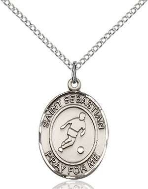 St. Sebastian/Soccer Medal<br/>8164 Oval, Sterling Silver