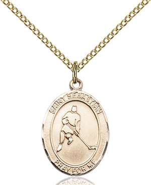 St. Sebastian/Ice Hockey Medal<br/>8165 Oval, Gold Filled