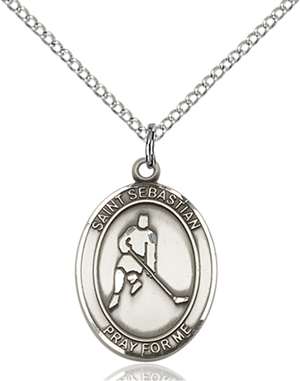 St. Sebastian/Ice Hockey Medal<br/>8165 Oval, Sterling Silver