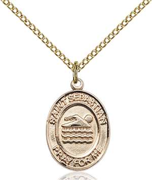 St. Sebastian/Swimming Medal<br/>8167 Oval, Gold Filled