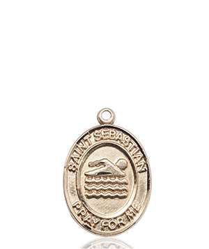 St. Sebastian/Swimming Medal<br/>8167 Oval, 14kt Gold