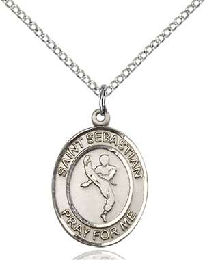 St. Sebastian/Martial Arts Medal<br/>8168 Oval, Sterling Silver