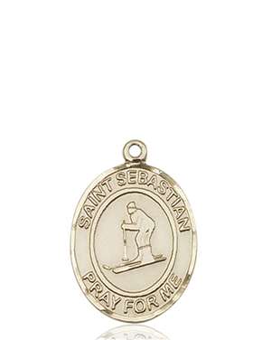 St. Sebastian/Skiing Medal<br/>8169 Oval, 14kt Gold