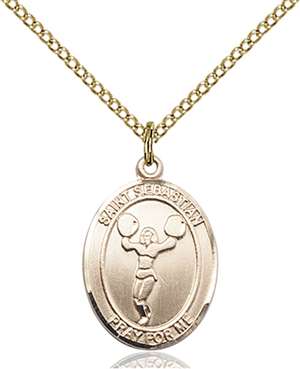 St. Sebastian/Cheerleading Medal<br/>8170 Oval, Gold Filled