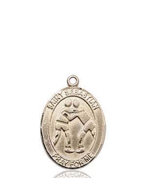 St. Sebastian/Wrestling Medal<br/>8171 Oval, 14kt Gold