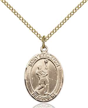 St. Sebastian/Lacrosse Medal<br/>8174 Oval, Gold Filled