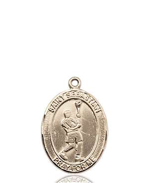 St. Sebastian/Lacrosse Medal<br/>8174 Oval, 14kt Gold
