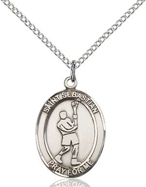 St. Sebastian/Lacrosse Medal<br/>8174 Oval, Sterling Silver