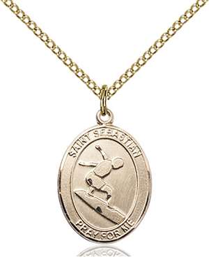 St. Sebastian/Surfing Medal<br/>8175 Oval, Gold Filled
