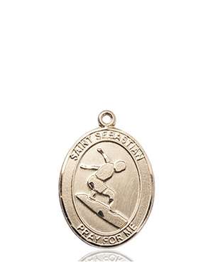 St. Sebastian/Surfing Medal<br/>8175 Oval, 14kt Gold