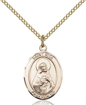 St. Rita of Cascia / Baseball Medal<br/>8181 Oval, Gold Filled