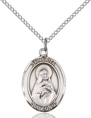 St. Rita of Cascia / Baseball Medal<br/>8181 Oval, Sterling Silver
