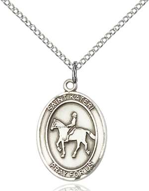 St. Kateri / Equestrian Medal<br/>8182 Oval, Sterling Silver