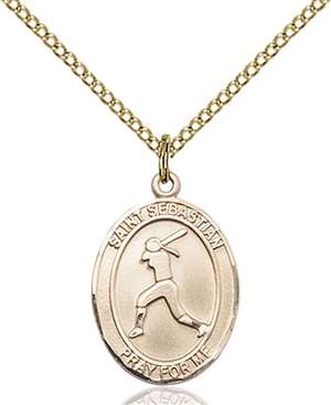 St. Sebastian / Softball Medal<br/>8183 Oval, Gold Filled