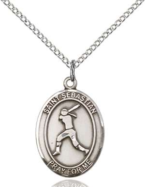 St. Sebastian / Softball Medal<br/>8183 Oval, Sterling Silver