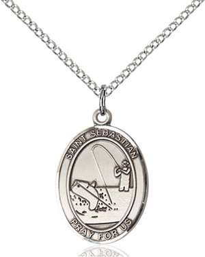 St. Sebastian / Fishing Medal<br/>8188 Oval, Sterling Silver