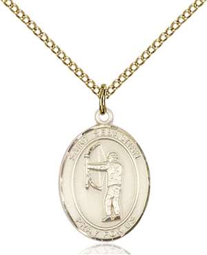 St. Sebastian / Archery Medal<br/>8189 Oval, Gold Filled