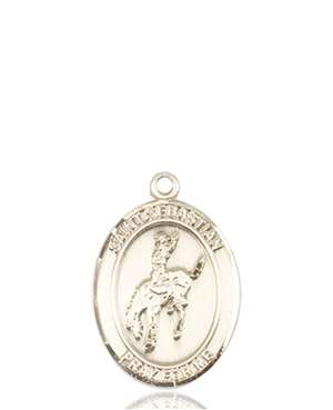 St. Sebastian / Rodeo Medal<br/>8191 Oval, 14kt Gold