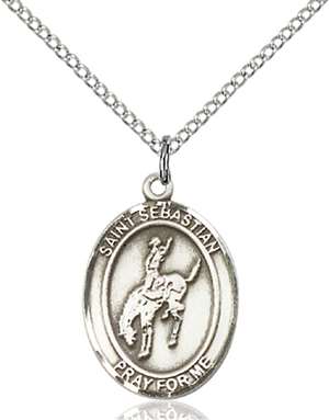 St. Sebastian / Rodeo Medal<br/>8191 Oval, Sterling Silver