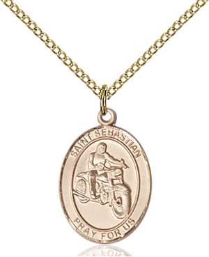 St. Sebastian / Motorcycle Medal<br/>8197 Oval, Gold Filled