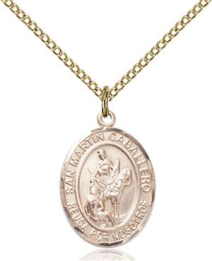 San Martin Caballero Medal<br/>8200 Spanish, Oval, Gold Filled