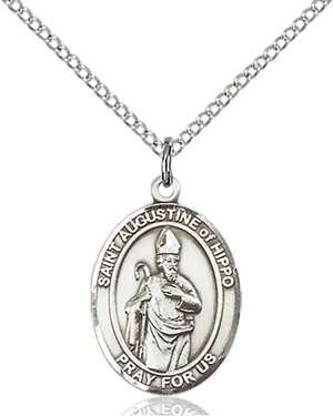 St. Augustine of Hippo Medal<br/>8202 Oval, Sterling Silver