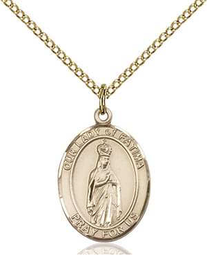 Our Lady of Fatima Medal<br/>8205 Oval, Gold Filled