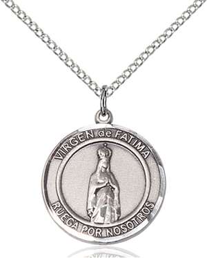 Virgen de Fatima Medal<br/>8205 Spanish, Round, Sterling Silver