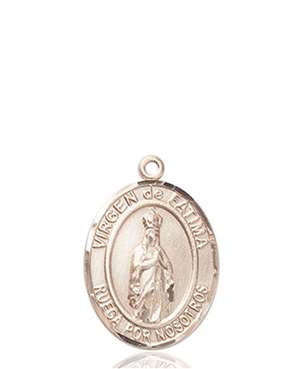 Virgen del Fatima Medal<br/>8205 Spanish, Oval, 14kt Gold