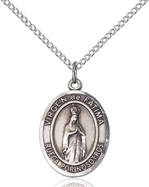 Virgen del Fatima Medal<br/>8205 Spanish, Oval, Sterling Silver