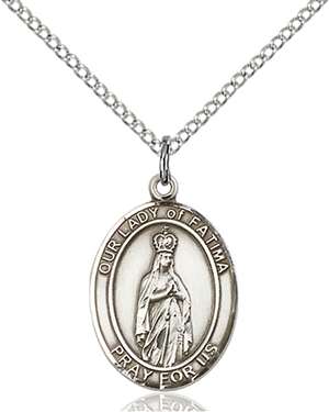 Our Lady of Fatima Medal<br/>8205 Oval, Sterling Silver