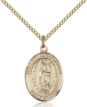 Our Lady of Guadalupe Medal<br/>8206 Oval, Gold Filled