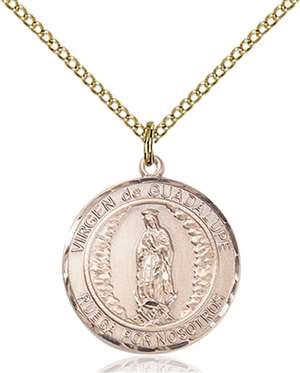 Virgen de Guadalupe Medal<br/>8206 Spanish, Round, Gold Filled
