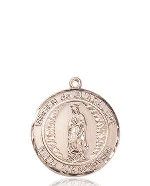 Virgen de Guadalupe Medal<br/>8206 Spanish, Round, 14kt Gold