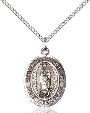 Senora de Guadalupe Medal<br/>8206 Spanish, Oval, Sterling Silver