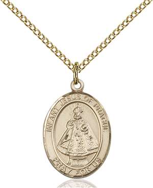 Infant of Prague Medal<br/>8207 Oval, Gold Filled