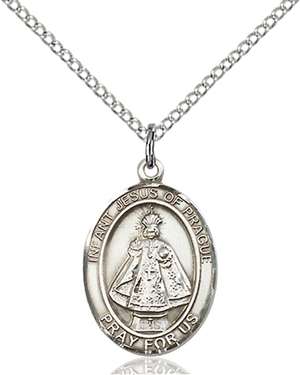 Infant of Prague Medal<br/>8207 Oval, Sterling Silver