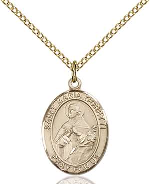 St. Maria Goretti Medal<br/>8208 Oval, Gold Filled