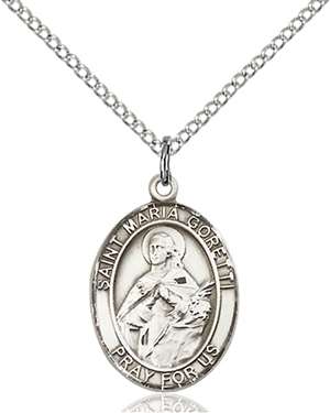 St. Maria Goretti Medal<br/>8208 Oval, Sterling Silver