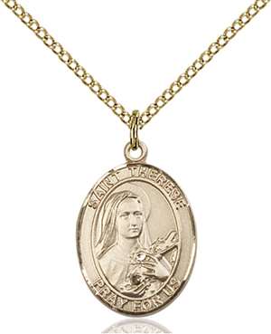 St. Therese of Lisieux Medal<br/>8210 Oval, Gold Filled