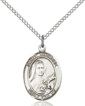 St. Therese of Lisieux Medal<br/>8210 Oval, Sterling Silver