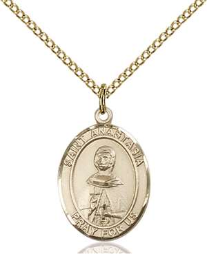 St. Anastasia Medal<br/>8213 Oval, Gold Filled