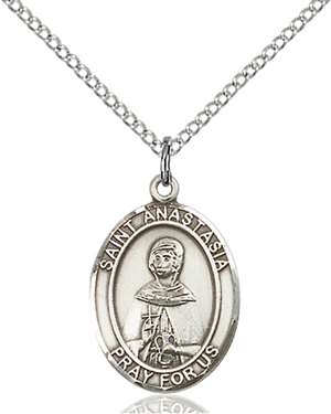 St. Anastasia Medal<br/>8213 Oval, Sterling Silver