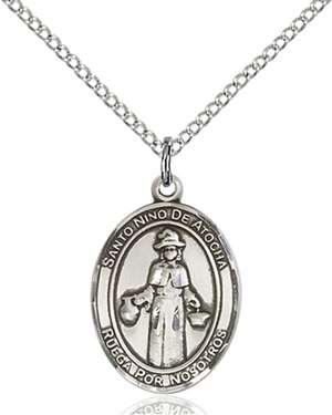 St. Nino de Atocha Medal<br/>8214 Spanish, Oval, Sterling Silver