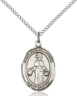 St. Nino de Atocha Medal<br/>8214 Oval, Sterling Silver