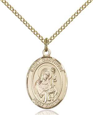 St. Gertrude of Nivelles Medal<br/>8219 Oval, Gold Filled